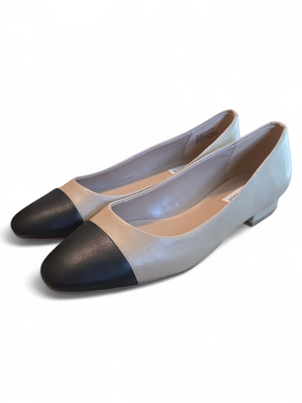 NWT Steve Madden Blair Two-Tone Cap-Toe Ballet Flats in Black & Nude Size 8.5 - Picture 3 of 8